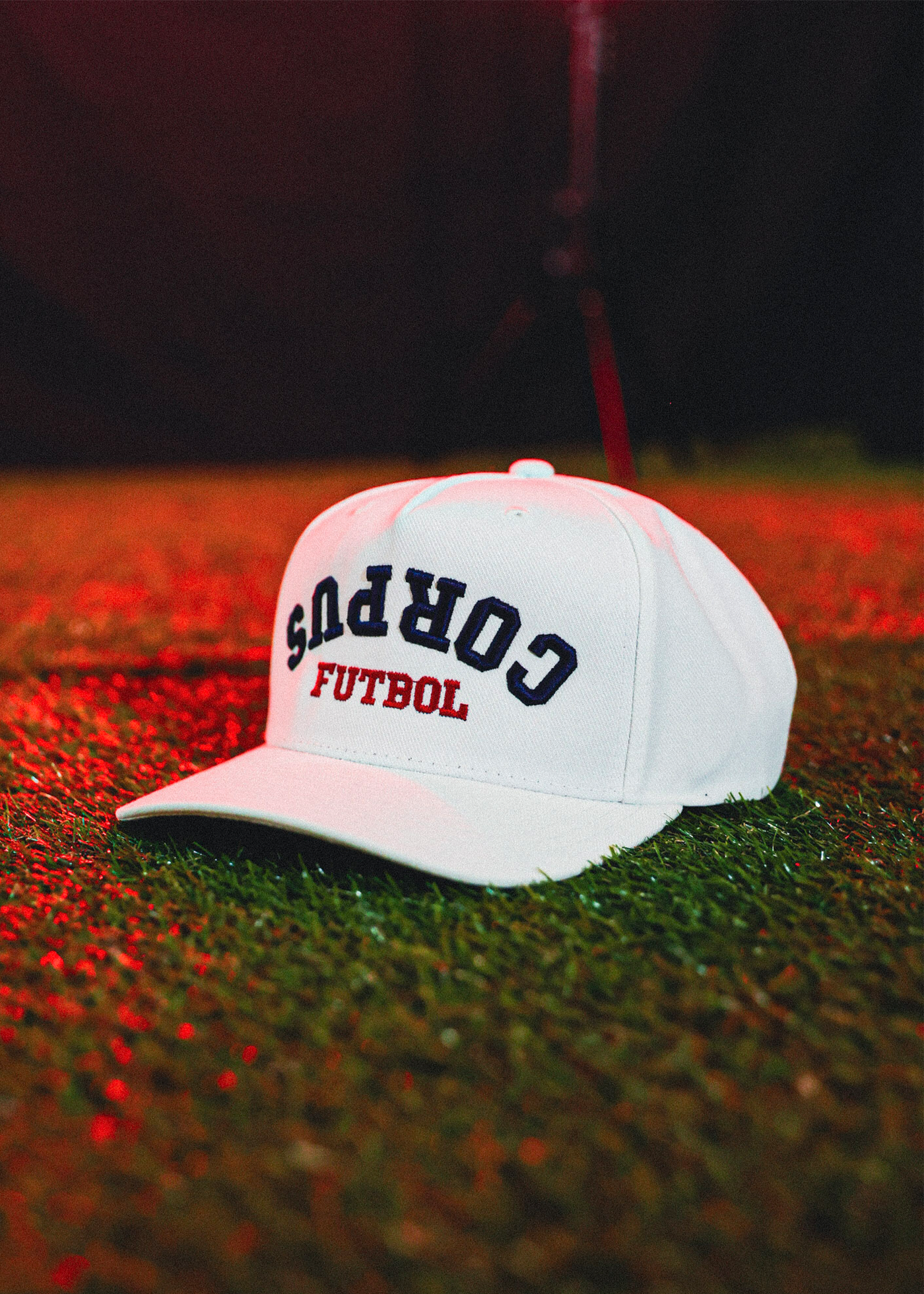 Upside Down Corpus Futbol Cap - White
